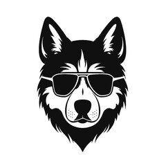 Husky banner template. Siberian Husky head on white background. Husky dog