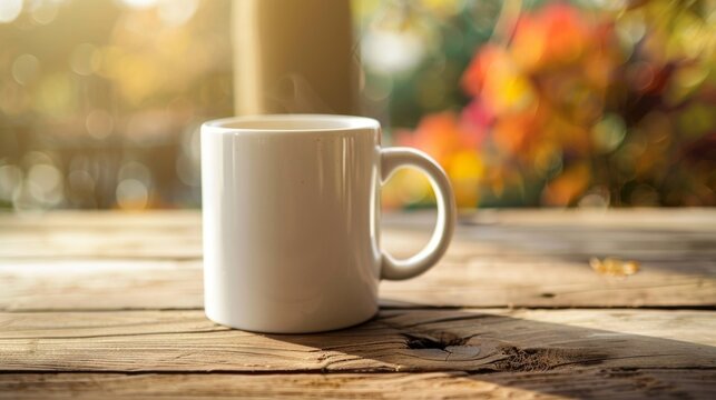 Blank mockup of a classic white dinerstyle coffee mug bringing a nostalgic feel to your morning coffee. .
