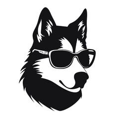 Husky banner template. Siberian Husky head on white background. Husky dog
