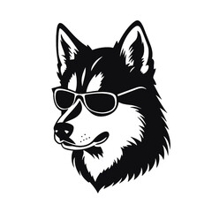 Husky banner template. Siberian Husky head on white background. Husky dog