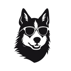 Obraz premium Husky banner template. Siberian Husky head on white background. Husky dog