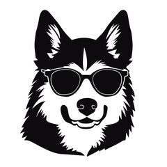Husky banner template. Siberian Husky head on white background. Husky dog