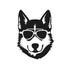 Husky banner template. Siberian Husky head on white background. Husky dog