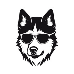 Husky banner template. Siberian Husky head on white background. Husky dog