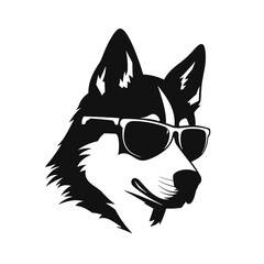 Husky banner template. Siberian Husky head on white background. Husky dog