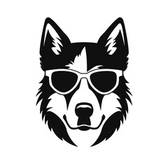 Husky banner template. Siberian Husky head on white background. Husky dog
