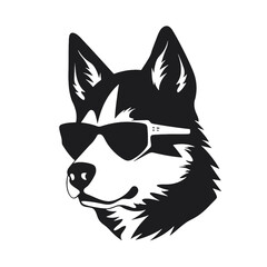 Husky silhouette, logo style vector illustration