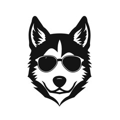 Husky silhouette, logo style vector illustration