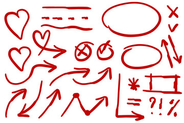 Red arrow vector design. Doodle Marker hand drawn shape vector illustration.