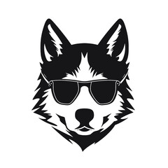 Husky silhouette, logo style vector illustration