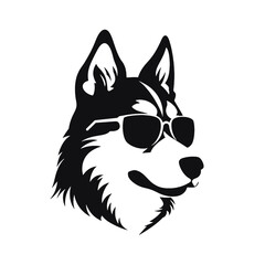 Husky silhouette, logo style vector illustration