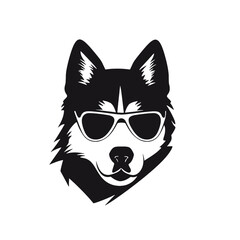 Husky silhouette, logo style vector illustration