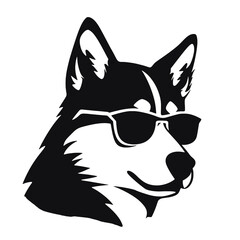 Husky silhouette, logo style vector illustration