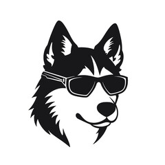 Husky silhouette, logo style vector illustration