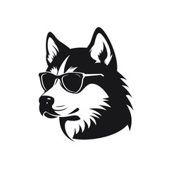 Husky silhouette, logo style vector illustration