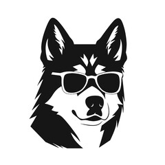Husky silhouette, logo style vector illustration