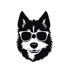 Husky silhouette, logo style vector illustration