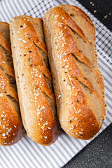 fresh milk bun whole grain dough buns baked goods Cooking appetizer meal food snack on the table copy space food background rustic top view