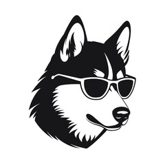 Husky silhouette, logo style vector illustration