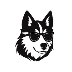 Obraz premium Husky silhouette, logo style vector illustration