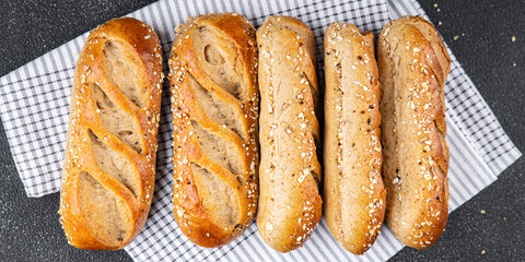 fresh milk bun whole grain dough buns baked goods Cooking appetizer meal food snack on the table copy space food background rustic top view