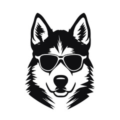 Husky silhouette, logo style vector illustration