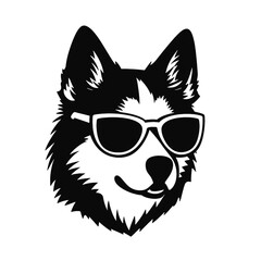 Husky silhouette, logo style vector illustration