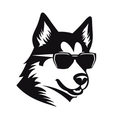 Husky silhouette, logo style vector illustration