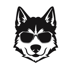 Husky silhouette, logo style vector illustration