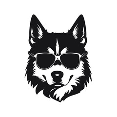 Husky silhouette, logo style vector illustration