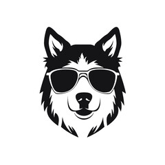Husky silhouette, logo style vector illustration
