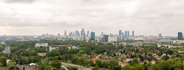 Panorama Warszawy, miasto. zdjęcie z drona - obrazy, fototapety, plakaty