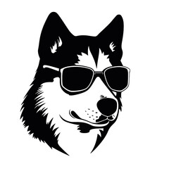 Siberian husky dog vector silhouette