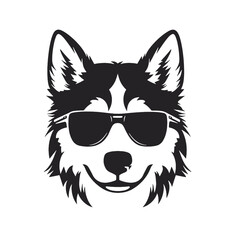 Siberian husky dog vector silhouette