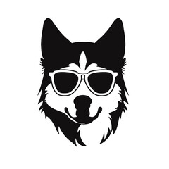 Siberian husky dog vector silhouette