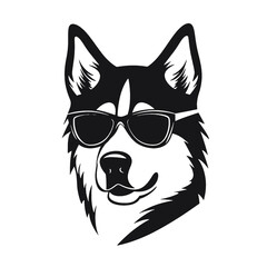 Siberian husky dog vector silhouette