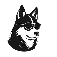 Siberian husky dog vector silhouette