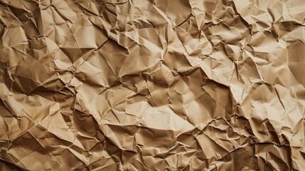 Textured Crumpled Paper Background. Vintage Brown Paper Texture. Creased Kraft Paper Surface.