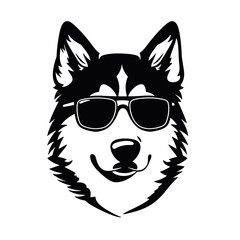 Siberian husky dog vector silhouette