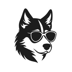 Siberian husky dog vector silhouette