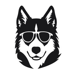 Siberian husky dog vector silhouette