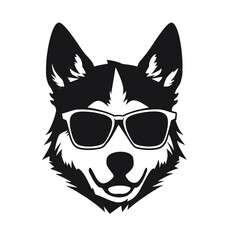 Siberian husky dog vector silhouette