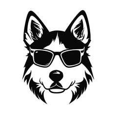 Siberian husky dog vector silhouette