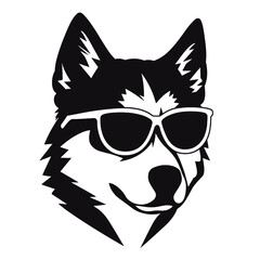 Siberian husky dog vector silhouette