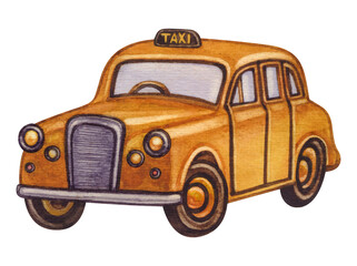 Taxi watercolor illustration