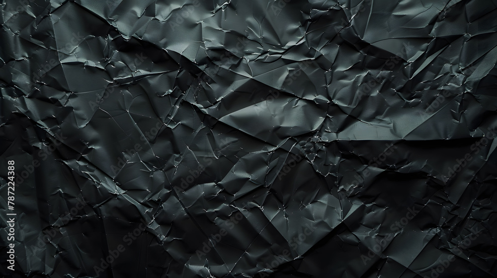 Poster empty crumpled wet black paper blank texture copy space wall horizontal background : generative ai