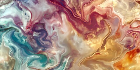 Fototapeta premium An abstract artistic image displaying fluid swirls of color mimicking the marbled effect of liquid art in a dream-like fusion