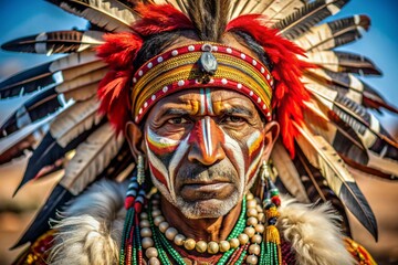 Fototapeta premium Appache Indian in his battle dress