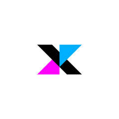 X letter initial logo in modern artistic style - blue and pink.