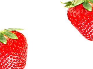White background with strawberry motif in the corners. 
Spring food motif. 